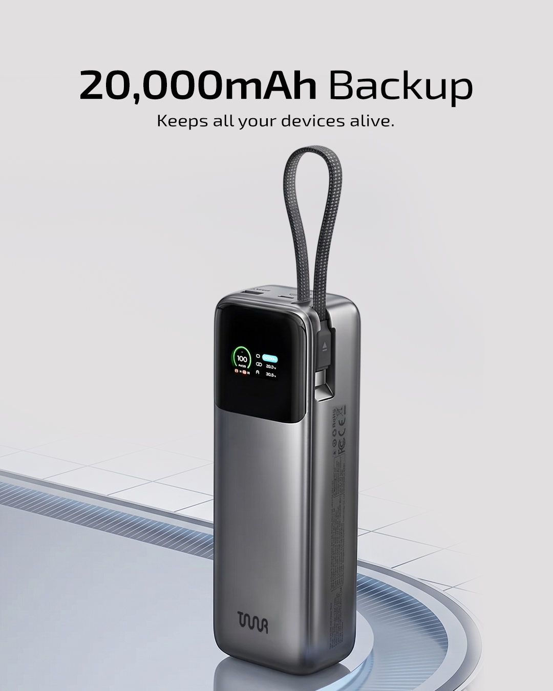 Omi 20,000 mAh Power Bank 130W with interactive Display